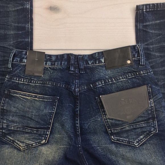 Smoke Rise Distressed Wash Slim Fit Biker Jeans - Picture 6 of 8